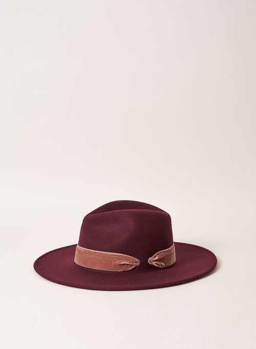 CHAPEAU GABIN BORDEAUX GALON VELOURS