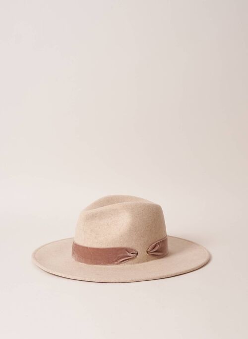 CHAPEAU GABIN BLANC CHINE GALON VELOURS