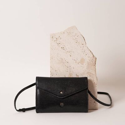 SAC POCHETTE DALIDA LEZARD NOIR