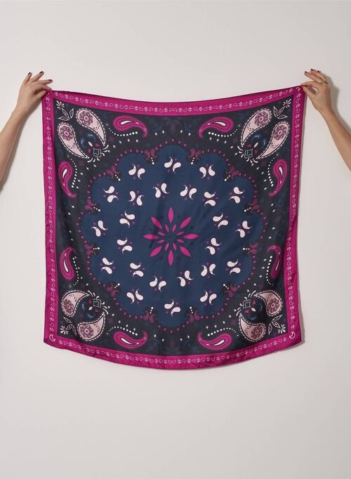 FOULARD BANDANA SOIE MARINE