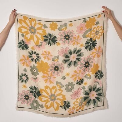 FOULARD FLOWER POWER ECRU