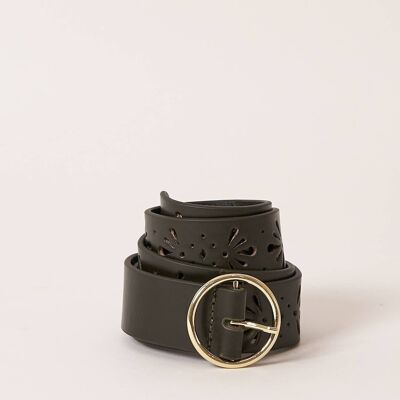 OLGA PERFORATED RECYCLED KHAKI BELT