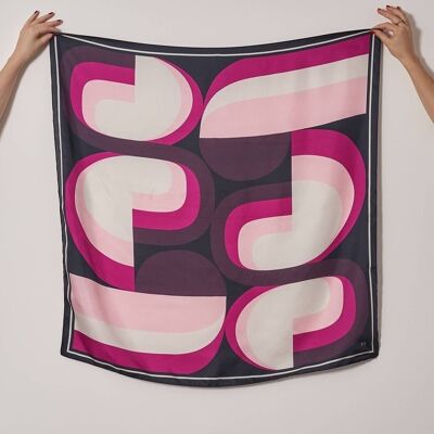 FOULARD PSYCHEDELIC MARINE ET BORDEAUX