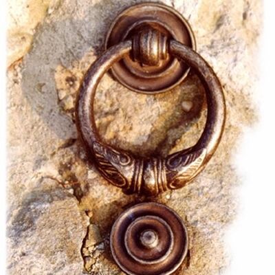 Türklopfer mit Ring, wie Toskana antik, für die Haustür, Türbeschläge Messing