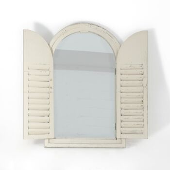 Miroir de style indien, toilette d'invité de fenêtre de miroir, fenêtre comme cadre en bois de miroir