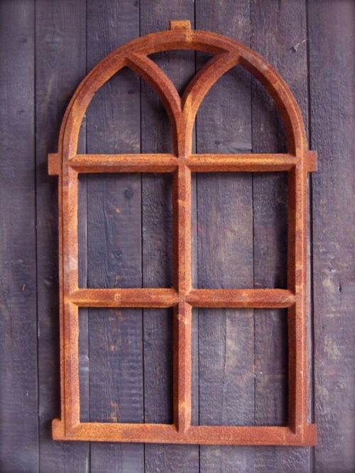 Eisenfenster Stallfenster mit Rundbogen, Fenster für eine Gartenmauer V 98 x 54