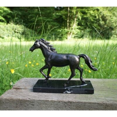 Pferd tolle Figur in Bronze-Optik auf Marmor, Reiter Schreibtisch-Dekoration