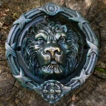 Heurtoir, magnifique tête de lion, pour portes d'entrée historiques, comme antique - Ovieto