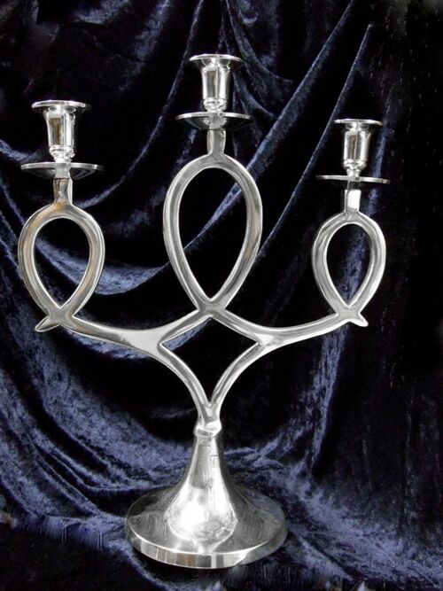 Kerzenhalter Silber-Schleife, ein formschöner Design Kerzenleuchter, Nickel