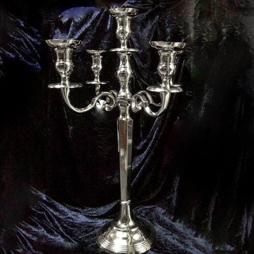 Kerzen Leuchter silberfarbig, edler Kerzenhalter, vernickelt, 5armig, Höhe 60 cm