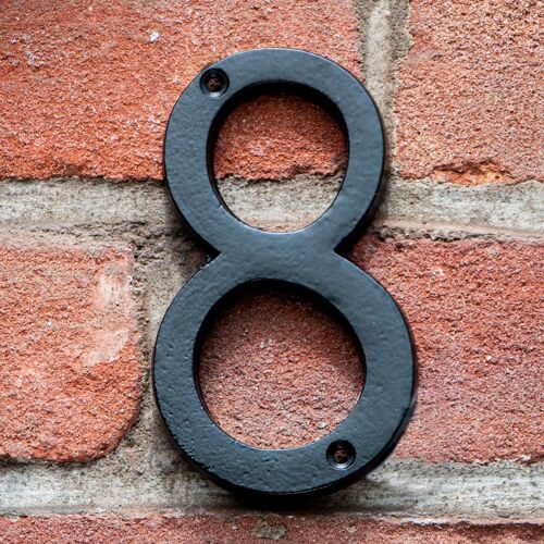 Stilvolle Hausnummer "8" aus schwarz lackiertem Eisen Zeiloses Design