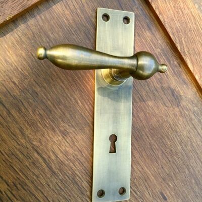 Langschild cavo messing antik für Zimmertüren BB 72 mm