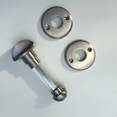 Schließer mit Knauf für die Toilettentür, Drehverschluss in Nickel gebürstet