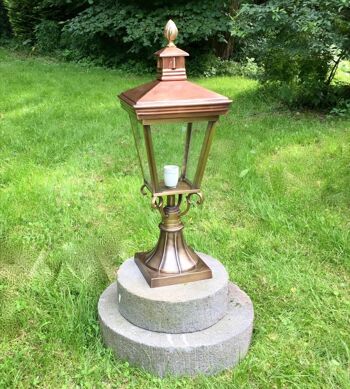 Lampe sur pied laiton + cuivre, lampe de jardin nostalgique, lampe d'extérieur, antique de style campagnard
