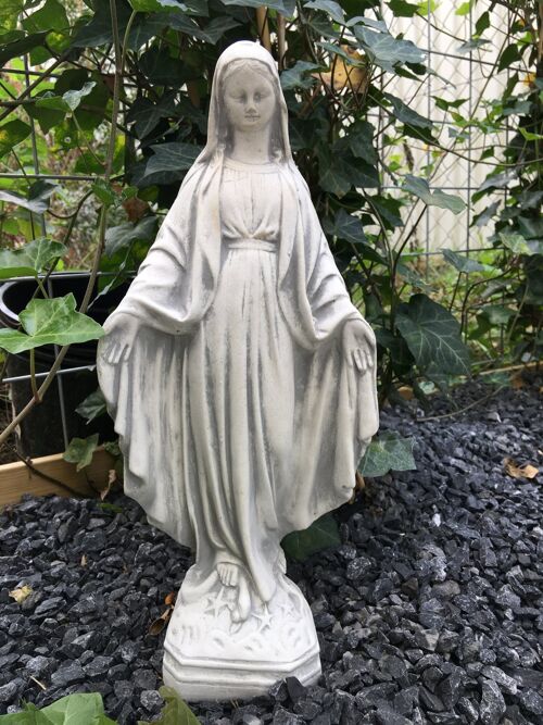 Madonna Maria Statue Stein weiß Marien-Skulptur Devotionalien Maria Grabschmuck