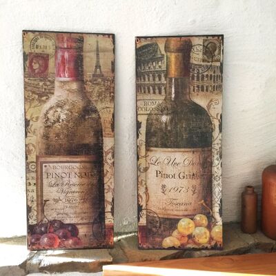 2 Blechschilder Weinflaschen - Gastronomie Bilder Weinstube - Weinflaschen Bild