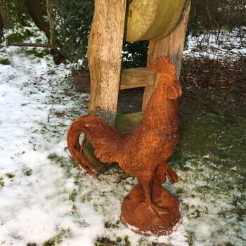 Coq rustique Figurines d'animaux Sculptures de jardin - Décoration de porte Yard Coq Antique