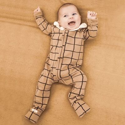 Tannin Karierter Baby-Pyjama mit Reißverschluss