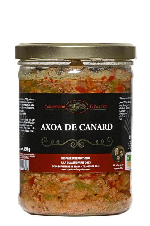 Axoa de canard, conserverie GRATIEN, le bocal de 750g