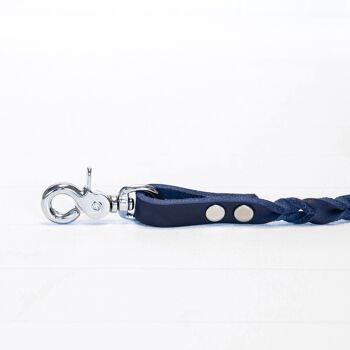 Laisse pour chien "IHSY", fait main, bleu, cuir véritable, longueur 120 cm, 4 couleurs de mousquetons 12