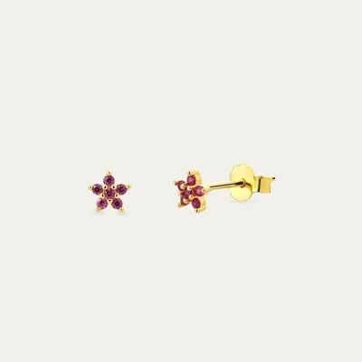 Giorgia Pink Gold Earrings - Mint Flower -