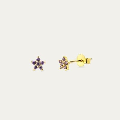 Boucles d'Oreilles Giorgia Purple Gold - Fleur de Menthe -