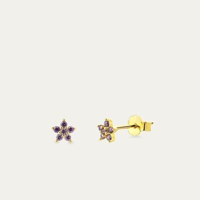 Giorgia Purple Gold Earrings - Mint Flower -