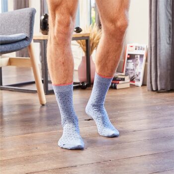 Chaussettes en coton peigné Square - Bleu jean 4