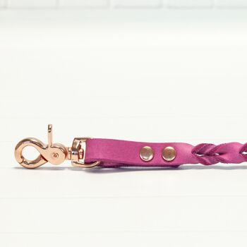 Laisse pour chien "IHSY", fait main, rose, cuir véritable, longueur 120 cm, 4 couleurs de mousquetons 13