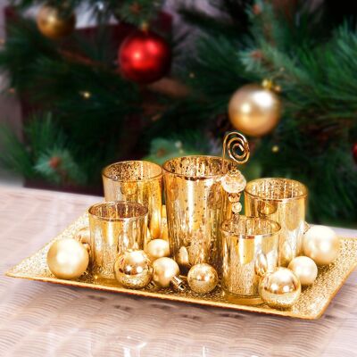 Glas-Kerzenhalter 18-tlg. Set, gold