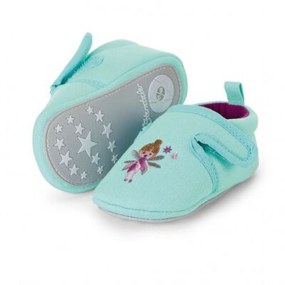 Turquoise Sterntaler crawling shoes with velcro