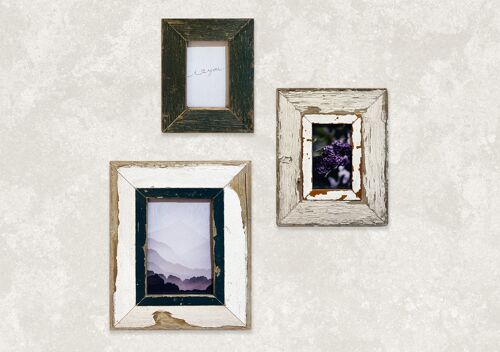 Violette - Composition of 3 frames in recovered woods