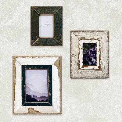Violette - Composition of 3 frames in recovered woods