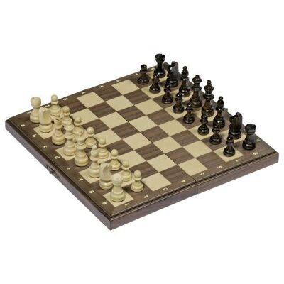 Jeu d'échecs magnétique dans un coffret en bois à charnière