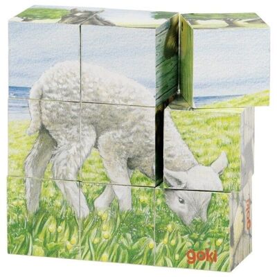 Puzzle del cubo degli animali della fattoria