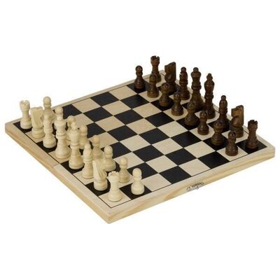 Juego de ajedrez en casete de madera contrachapada