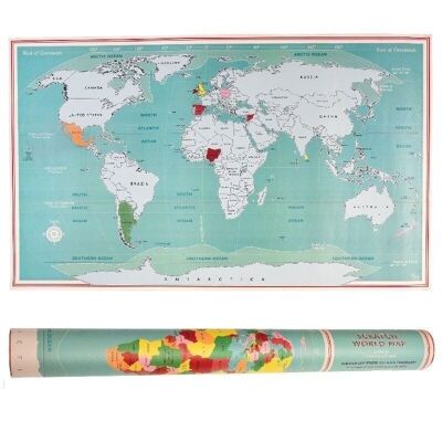 Scratch world map in a tube