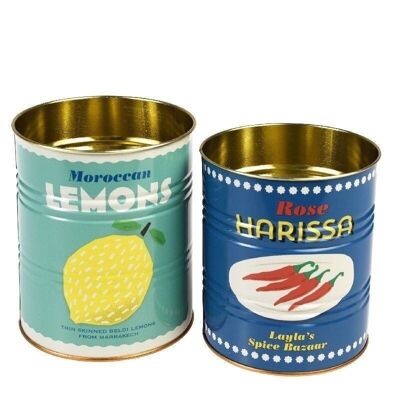 Latas de almacenamiento (juego de 2) - Limones y harissa