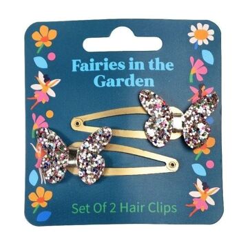 Pinces à cheveux papillon pailleté (lot de 2) - Les fées du jardin 3