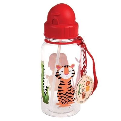 Botella de agua infantil con pajita 500ml - Colorful Creatures