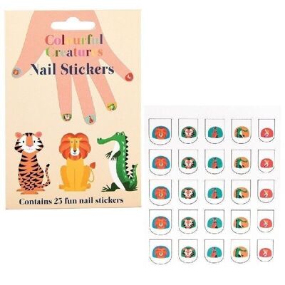 Stickers pour ongles enfant - Créatures colorées