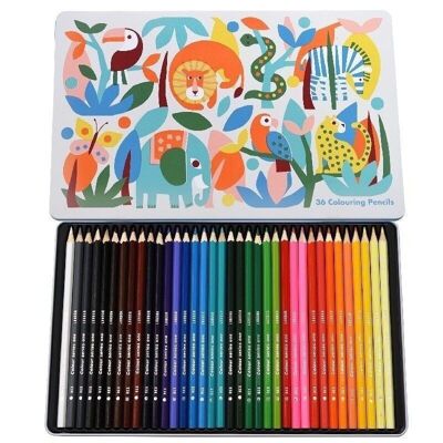 36 lápices de colores en lata - Wild Wonders