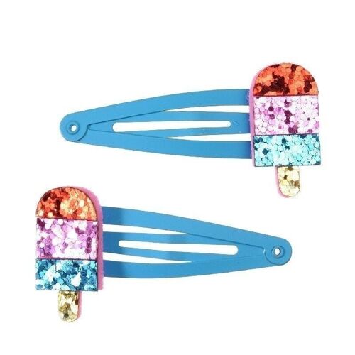 Glitter hair clips (set of 2) - Ice lolly