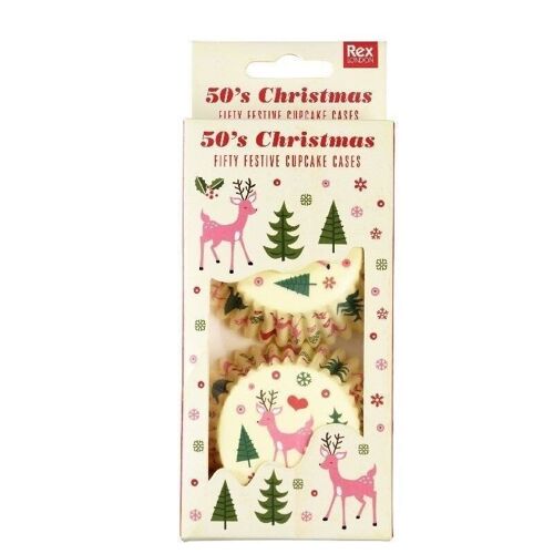 Cupcake cases (pack of 50) - 50s Christmas