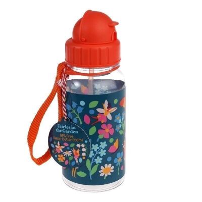 Botella de agua infantil con pajita 500ml - Hadas en el Jardín