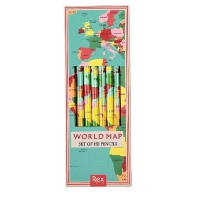 HB pencils (pack of 6) - World Map