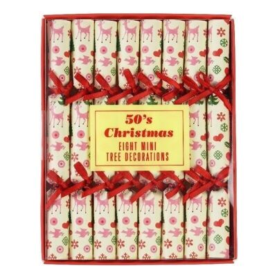 Mini tree decorations (pack of 8) - 50s Christmas