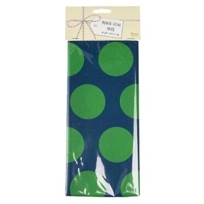 Papier de soie (10 feuilles) - Vert sur bleu Spotlight