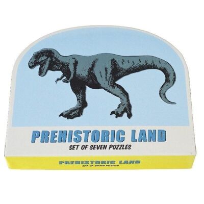 Set mit 7 Dinosaurier-Puzzles - Prähistorisches Land