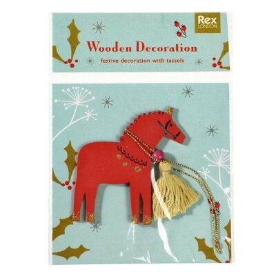 Red wooden horse christmas decoration